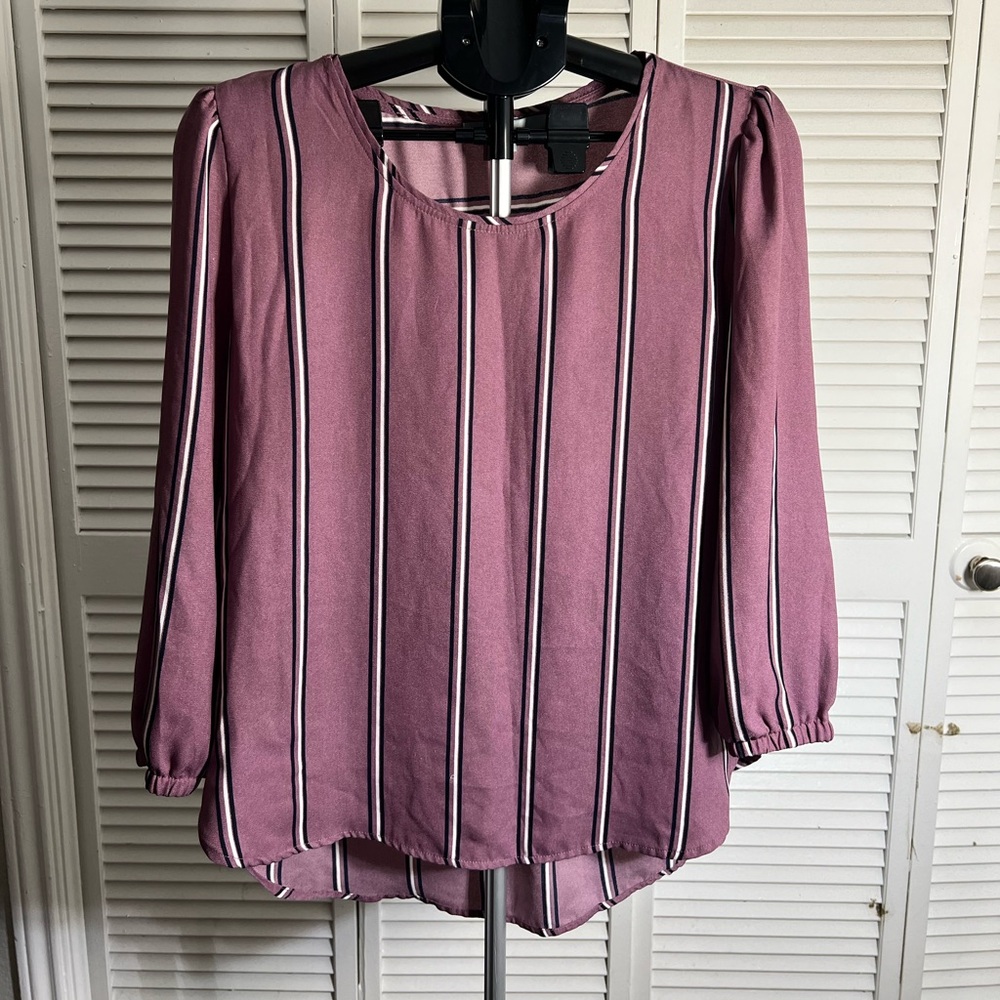 Sweet Rain Mauve Striped Blouse